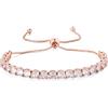 LOVANS Bracciale tennis con diamanti e zirconi per donna, bracciale di cristallo in argento/oro/oro rosa, bracciale con zirconi chiari/blu, regalo per lei. (Rose gold+clear zirconia)
