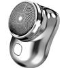 IGTOPS Mini Rasoio Elettrico Portatile Da Uomo - Shaver Tascabile Leggero, Tipo C, Bagnato e Asciutto, USB Ricaricabile Impermeabile (Argento)