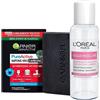 Garnier SkinActive Pure Active Sapone Viso Carbone Contro Imperfezioni e Punti Neri con Acido Salicilico Saponetta da 100g + Acqua Micellare Detergente Delicato Viso Occhi Labbra Formato Viaggio 30ml