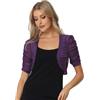 Allegra K Coprispalle Donna Elegante Maniche Corte Trasparente Bolero in Chiffon Aperto sul Davanti Giacca Corta Estivo Viola XL