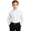 SIRRI Camicia da Smoking da Ragazzo Slim Fit con Colletto Italiano con Patta ad Ala - Misto Cotone a Maniche Lunghe in Bianco misurare 11 Anni
