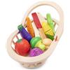 Woet® Cestino da Picnic Giocattolo in Legno per Bambini - Set Cibo Giocattolo da 30 Pezzi - Con Telo, Piatti, Tazze e Posate - Gioco di Ruolo per Cucina - A Partire da 3 Anni