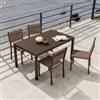 DEGHI Set pranzo tavolo 150x90 cm top in vetro e 4 sedie in alluminio e textilene marrone â€" Carioca