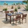 DEGHI Set pranzo tavolo 160/220x90 cm e 4 sedie in alluminio e textilene marrone - Carioca