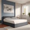 DEGHI Letto matrimoniale 160x190 cm in tessuto cenere con contenitore - Henderson