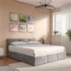 DEGHI Letto matrimoniale 160x190 cm in velluto grigio con contenitore - Newark