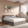 DEGHI Letto matrimoniale 160x190 cm in velluto tortora con contenitore - Newark