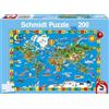 Schmidt - Mappamondo Puzzle per Bambini, 200 Pezzi