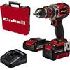 Einhell TE-CD 18/50 Li-i BL Power X-Change - Trapano avvitatore a percussione a percussione wireless (Li-Ion, 18 V, 50 Nm, motore senza carbone, con 1 batteria da 2,0 Ah e 1 batteria da 4 Ah PXC +