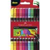 FABER-CASTELL 151109 - Set di penne con punta in feltro neon, 10 penne con doppia punta in fibra per bambini e adulti