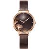 SHENGKE SK SK SHENGKE - Orologio da polso da donna, in acciaio inox, con quadrante semplice, cassa posteriore 0139 Marrone