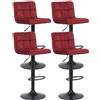 CLP Set di 4 sgabelli da Bar Feni in Velluto I Sgabello da Bar Regolabile in Altezza con Struttura in Metallo, Colore:Rosso