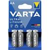 Varta Batterie Lithium Mignon AA (6106) - 4er Blister, Bianco