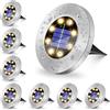 SCNNC Luci Solari Giardino Esterno da Terra, 8 LEDs Faretti da Giardino Solari Luce Calda IP65 Impermeabile, Luci Terra Solari Tonde per Giardino Prato Scala Vialetto Paesaggio Strade, 8 Pezzi