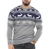 NOROZE Uomo Buon Natale Cerniera Finta Stile Nordico Renna Alce Cervo Imbuto Girocollo Festivo Maglione Natalizio Pullover (M, Marina)