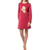 In One Clothing Camicia da notte da bambina a maniche lunghe, morbido jersey Singley in 100% cotone, Bordeaux - bradipo con cuscino, 152