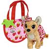 Simba Chichi Love Little Berry, cane di peluche Chihuahua con motivo a fragola, fiocco e gonna, in adorabile borsa, 15 cm, dai 3 anni in su