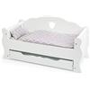 Small Foot Puppentagesbett aus Holz, INKL. Matratze, bunter Decke und Kissen, mit Schublade, ab 3 Jahren, 12024, Colore Bianco, Piccolo