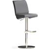 Robas Lund Sedia di.AZ-Sgabello da Bar in Poliuretano e Acciaio Inox, Rotondo, Girevole a 360°, Ca. 42 x 87-112 x 50 cm, Colore: Grigio, 50 x 42 x 112 cm