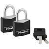 Master Lock Lucchetti in alluminio 131T, neri, confezione da 2, con chiave unica