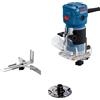 Bosch Professional Palm Router GLF 55-6 (550 W Motor Spinning, 33.000 RPM, incl. 2 x chiavi, 1 x raccolta, guida parallela, rullo di taglio a filo)