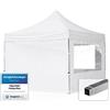 TOOLPORT Gazebo Pieghevole Giardino 3x3m - 4 Laterali Alluminio Telo Idrorepellente Padiglione Mercati Sagre Bianco