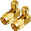 Vecys Wifi Antennenadapter SMA Stecker auf RP-SMA Buchse (mit pin) Adapter Rechtwinkliger 90 Grad RF Koaxial Koax Adapter für 2G 3G 4G Wifi Antenne Router Drahtloses WLAN Netzwerk (2 Stück)