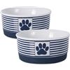 Bone Dry Paw & Patch - Collezione di Animali Domestici in Ceramica, Set Piccolo, 4,25 x 2, Blu Nautico, 2 Pezzi