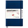 LEUCHTTURM1917 367577 Agenda mensile con taccuino, copertina morbida, Paperback (B6+) 2024, 16 mesi, blu navy, inglese