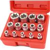 FIFIBANG 14 pezzi Chiavi a Bussola E-Torx a Stella, Set di Bussole Profilo E4 - E24, Di bussole a stella E-TORX femmina con custodia 1/2, 1/4, 3/8(Rosso)