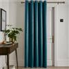Fusion - Tenda singola verde foresta, larghezza 66 x lunghezza 84 cm (168 x 214 cm) - 1 pannello - tenda con occhielli in turchese - tenda termica per camera da letto/soggiorno - tenda e drappeggio -