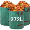 Velway 272 L x 3 Sacchi per Rifiuti da Giardino Riutilizzabili con Maniglie | Sacchi da Giardino Riutilizzabili in Tessuto Industriale per Foglie Rifiuti e Detriti Robusti e Antistrappo Verde