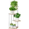 AZERPIAN Supporto per piante a 4 ripiani, in metallo, per interni, per più piante, ad angolo, per patio, giardino, soggiorno, balcone, camera da letto, nero (4 ripiani, bianco)
