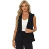 Allegra K Gilet Tailleur Donna Elegante Blazer Estivo Senza Manichea Ufficio in Lino Nero L