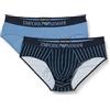 Emporio Armani Stretch Cotton Classic Pattern Mix 2pack Brief, Slip Uomo, Multicolore (Stripes Print-Avio), XL