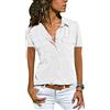 EFOFEI Camicia a Maniche Corte Casual da Donna Camicetta Oxford Ampia Azzurro 3XL
