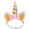 Heless 131 - Fascia per Capelli per Bambole, con Corno Glitterato e Fiori, 35-45 cm