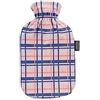 Fashy Borsa dell'acqua calda con rivestimento in ratina, motivo a quadri, albicocca, 2,0 l
