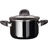 Silit Modesto Line - Pentola grande 20 cm, con coperchio in vetro, pentola per carne a induzione, 3,7 l, in ceramica funzionale Silargan, colore: Nero