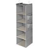 Cozary Organizer Armadio da Appendere 5 Ripiani, Organizzatore Armadio Pieghevole, Organizer da Appendere con Ganci in Metallo, per Camera da Letto- Grigio