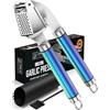 ORBLUE Spremiaglio in acciaio inox multicolore - Spremiaglio e grattugia aglio - Garlic Press con pelapatate e spazzola in silicone, robusto, ergonomico e lavabile in lavastoviglie
