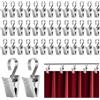 DTYGUIXE 60 Pz Clip per Tende con Ganci in Acciaio Inox,Mollette per Tenda con Gancio,Clip per Tenda da Doccia in Metallo,Ganci Tende Multifunzionali per Tendaggi Artigianato Artistico