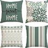 Artoid Mode confezione da 4 federe per cuscini geometriche verde acqua - Motivo dalie - 45 x 45 cm - Decorazione primaverile per divano, soggiorno, esterno