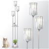 Rayofly Lampade da Terra Moderne per il Soggiorno, Lampada da Terra in Cristallo a 3 Luci con Ripiani, Lampada da Terra Chrome per la Camera da Letto con Paralumi in Cristallo e Interruttore a Pedale