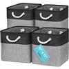 OrganiHaus Set di 4 Cubi Scatole Portaoggetti 28x28, Cestini Portaoggetti in Tessuto con Manici in Corda, Cubi Portaoggetti Pieghevoli per Libreria Kallax, Cestino per la Cameretta. Grigio/Nero