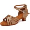 YCALCP Scarpe da Ballo Latino Americano Bambina Punta Aperta Tacco Basso Standard Salsa Bachata Scarpe da Ballo da Sala,EM-930-XGG-Marrone Chiaro-4,EU 31