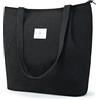 KALIDI Borsa impermeabile con chiusura lampo, borsa da donna, grande capacità, per lavoro, ufficio, viaggi, shopping, scuola e uso quotidiano, Nero , 40 cm × 12,95 cm × 36 cm