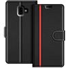 COODIO Custodia in Pelle per Samsung Galaxy J6 Plus, Cover a Libro Magnetica Portafoglio per Samsung Galaxy J6 Plus, Nero/Rosso