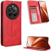 COMAKU Cover a Libro Realme 12+ 5G, Custodia a Portafoglio in Pelle con Supporto e Chiusura Magnetica Compatible per Realme 12+ 5G - Rosso
