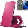 N NEWTOP Cover Compatibile per Samsung Galaxy J7 2016, Chiusura Magnetica 360 Capsule Flip Custodia Libro per Carta di Credito Simil Pelle TPU Interno Funzione Stand Supporto (Fucsia)